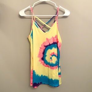 Boutique yellow tie dye tank top